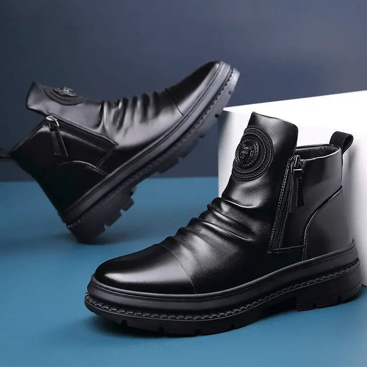 😍👟Oferta ograniczona czasowo🔥[39-44] Nowe brytyjskie męskie skórzane buty z grubą podeszwą i wysoką cholewką
