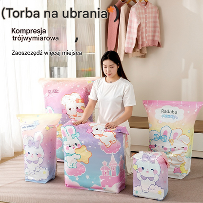 🧳【Zestaw 5 elementów】💨 Duży, kompresowalny worek próżniowy: nie wymaga pompki, szczelny i idealny do oszczędzania miejsca w walizkach i w domu ✈️
