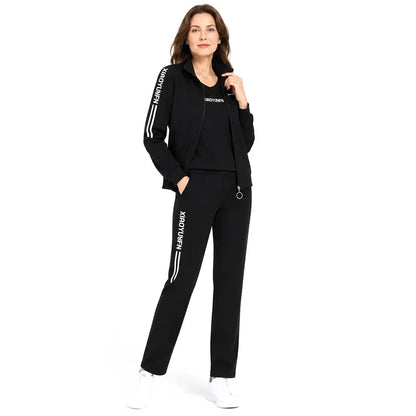 Elegancja i absolutny komfort! Elegancki 3-częściowy komplet dresowy damski (Bluza na zamek + T-shirt + Spodnie / Rozmiary: M–6XL)