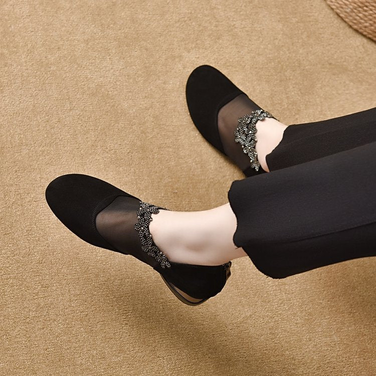 【Venta caliente】【35-41】2025 Nuevos Tacones de Cuña con Fondo Suave de Malla Hueca para Mujer