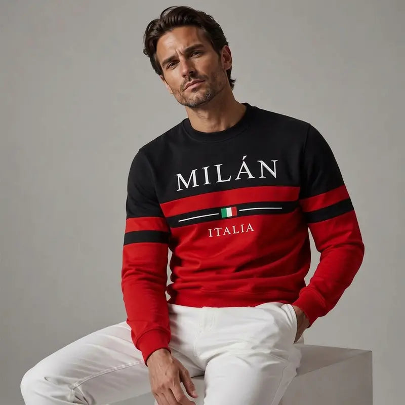 ✨🌟👕【S-6XL】Męskie bluzy z nadrukiem „Milano Italia”