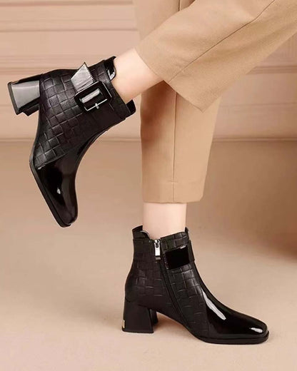 Venta caliente en progreso🌀2025 nuevas botas Martin de punta redonda de estilo coreano de invierno para mujer, botas cortas de tacón bajo