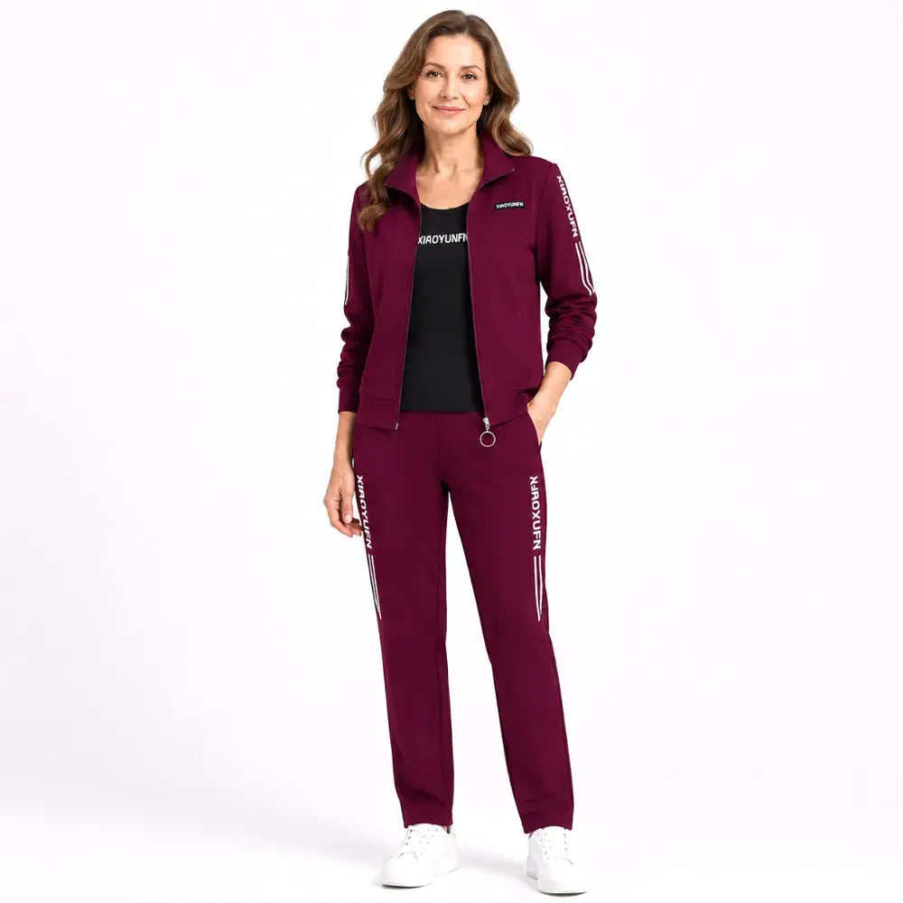 Elegancja i absolutny komfort! Elegancki 3-częściowy komplet dresowy damski (Bluza na zamek + T-shirt + Spodnie / Rozmiary: M–6XL)