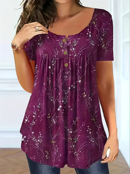 📢【Zniżka ograniczona czasowo】【L-6XL】🔥【2 sztuka 149】🔥🦋Plisowana tunika damska z kwiatowym nadrukiem – elegancja, która porusza się razem z Tobą.🌸