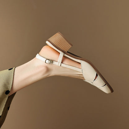 【35-40】💖2025 Modne i wszechstronne, ręcznie robione letnie rzymskie skórzane buty Baotou【50%OFF】