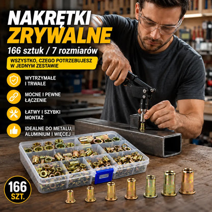 【166 elementów】🏆Ostatni dzień tej specjalnej oferty – zaoszczędź 49%!🛠️Zestaw narzędzi do nitonakrętek, zawiera nitonakrętki w rozmiarach M3, M4, M5, M6 oraz M8