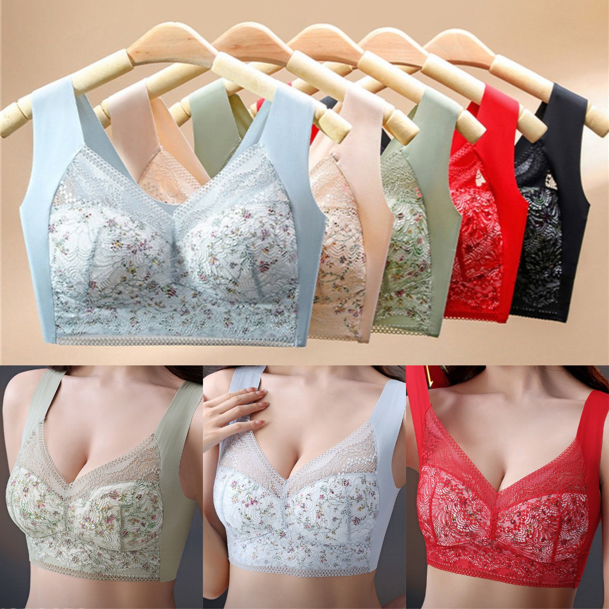 【Producto estrella】【Pack de 3】💕【40 kg-100 kg】Sujetadores de verano para mujer sin costuras, de talla grande, en seda fría. Transpirables y cómodos.