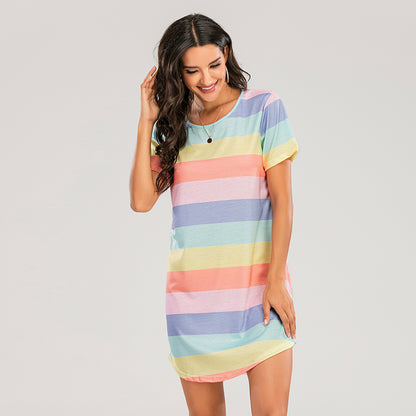 🌈【S-5XL】Miękka, przewiewna, swobodna sukienka w stylu domowym, spódnica piżamowa