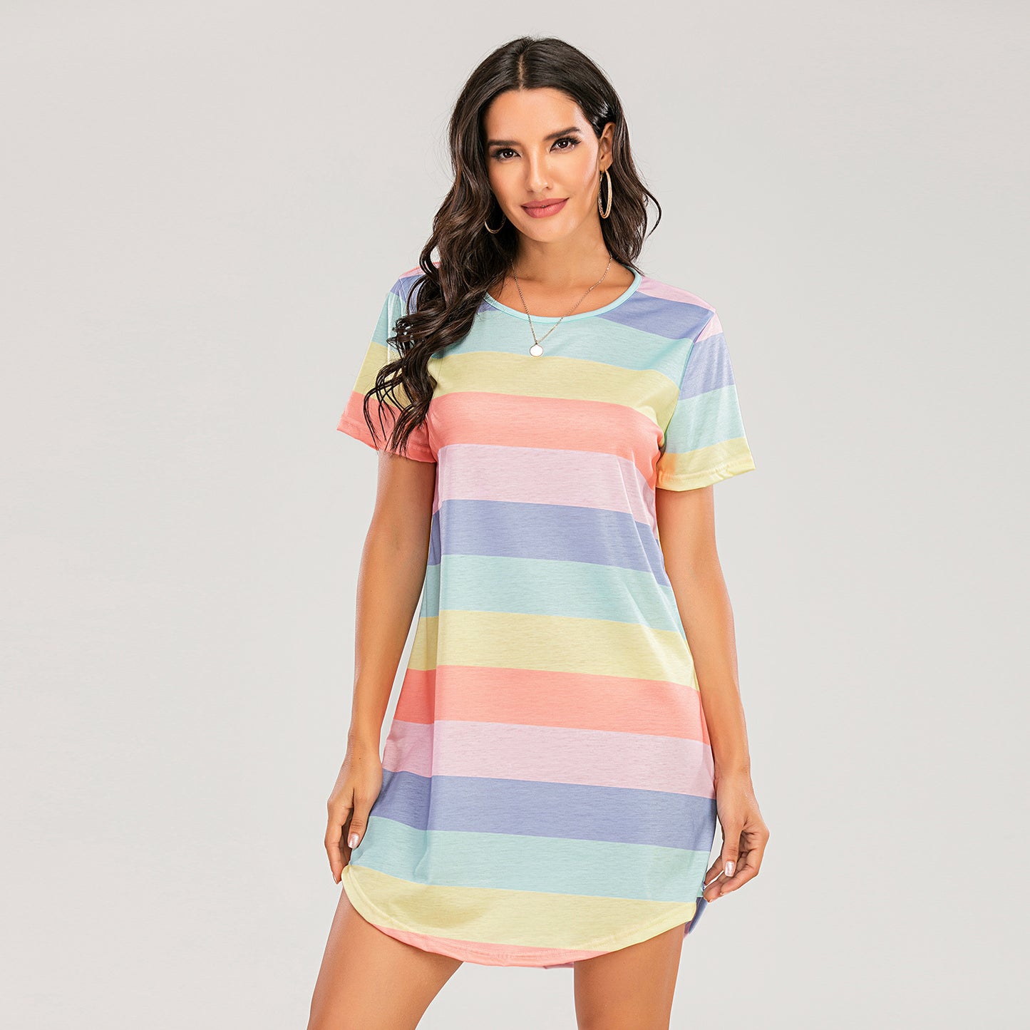 🌈【S-5XL】Miękka, przewiewna, swobodna sukienka w stylu domowym, spódnica piżamowa