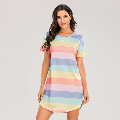 🌈【S-5XL】Miękka, przewiewna, swobodna sukienka w stylu domowym, spódnica piżamowa