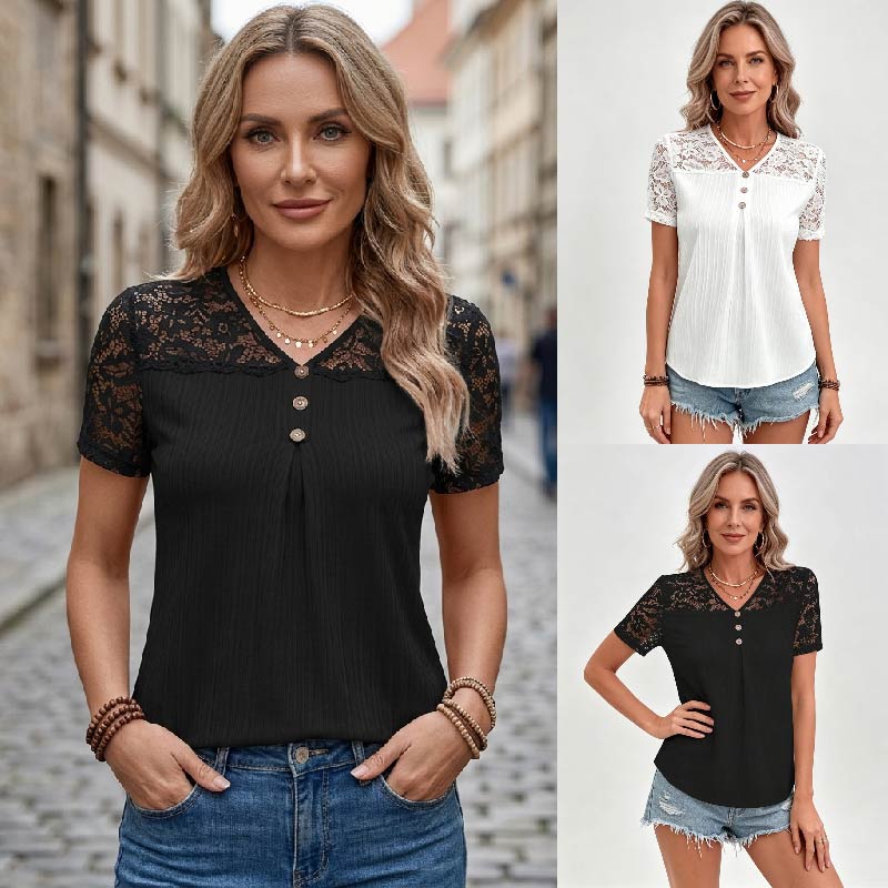 ✨【S-6XL】🎉Nowa damska koronkowa koszulka z krótkim rękawem z 2026 roku【50% zniżki】