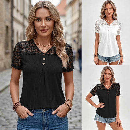 ✨【S-6XL】🎉Nowa damska koronkowa koszulka z krótkim rękawem z 2026 roku【50% zniżki】