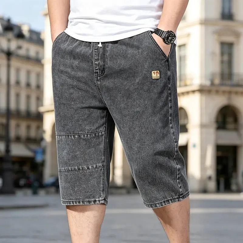 🔥【Zniżka ograniczona czasowo】【M-8XL】🔥 Męskie szorty jeansowe o długości 3/4, dopasowane i modne na lato