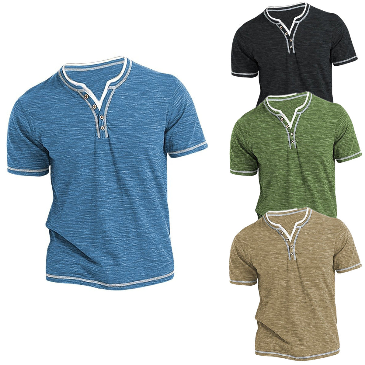 🔥🔥【Koszule męskie 50% rabatu】【S-3XL】Męski T-shirt na co dzień z krótkim rękawem i dekoltem w kształcie litery V