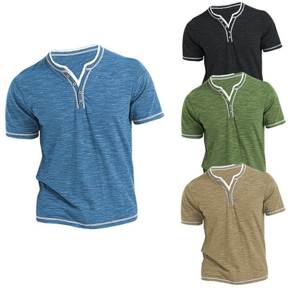 🔥🔥【Koszule męskie 50% rabatu】【S-3XL】Męski T-shirt na co dzień z krótkim rękawem i dekoltem w kształcie litery V