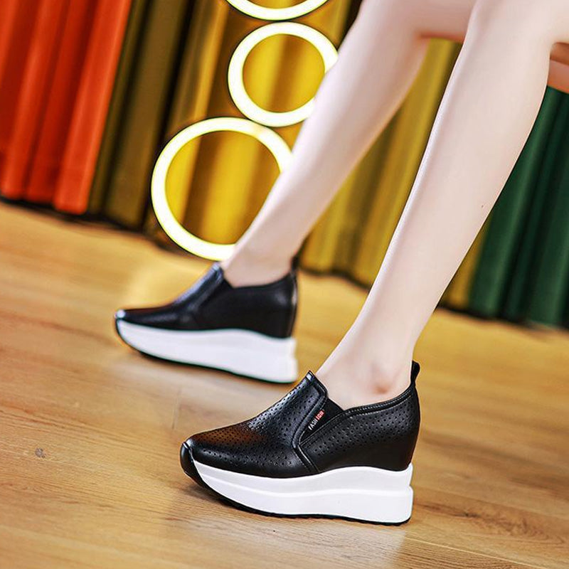 💖【35-40】Damskie białe sneakersy na koturnie podwyższające wzrost 2025