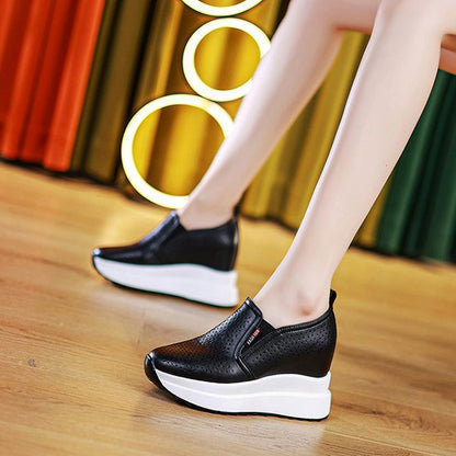 💖【35-40】Damskie białe sneakersy na koturnie podwyższające wzrost 2025
