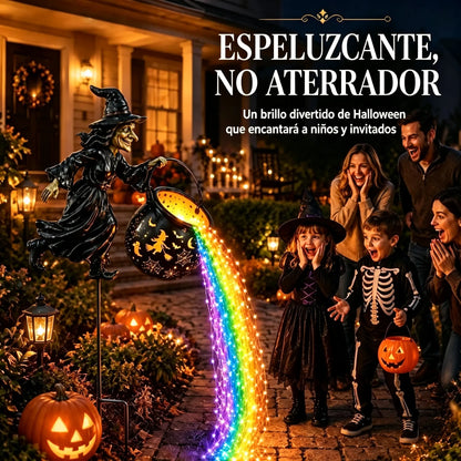 🧙‍♀️🎃 Lámpara de Jardín Caldero de Bruja con Luz LED – Impresionantes decoraciones para exteriores 🔮✨