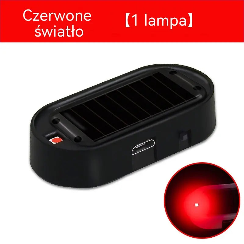 1 sztuka 89 zł 🎁🚗💥 Kompaktowa lampka ostrzegawcza LED przeciw kradzieży, zasilana energią słoneczną