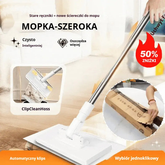 🔥【Zestaw 4】Wielofunkcyjny mop z klipsem na ściereczkę, nowy domowy mop bez potrzeby prania