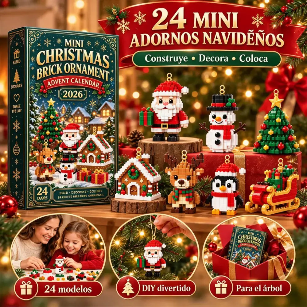 🎄🧱 Calendario de Adviento de Bloques de Construcción | 24 Días de Cuenta Atrás con Mini Adornos Navideños | Incluye Anillas para Colgar en Árbol y Guirnaldas 🌟