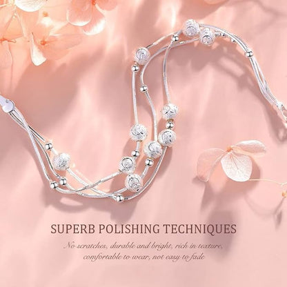 🍨【Compre 1 y obtenga 1 gratis】🧊 Pulsera creativa y minimalista de plata 999 con cuentas de la suerte “Tres vidas, tres mundos” brillantes, pulsera de plata para mujer