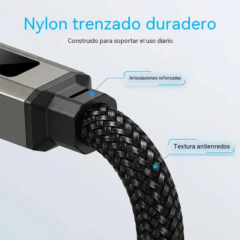 🔥PROMOCIÓN ESPECIAL 50% DE DESCUENTO🔥 Cable de carga con llavero y pantalla digital 4 en 1