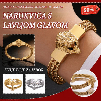 🎁【Kupite jedan, dobijte jedan gratis】🔥🦁Muška narukvica od titana i čelika s lavljom glavom