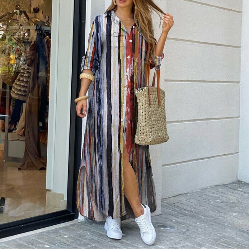 💃💖 【50% отстъпка】🔥Нова модна рокля-риза с дълъг ръкав, дълга рокля, размери S-5XL ✅️Плащане при доставка