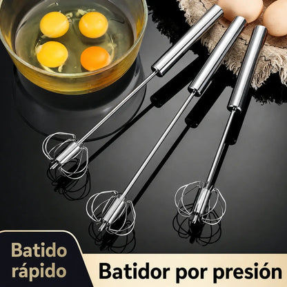 🥚 Compra 1 y llévate 1 GRATIS | Batidor semiautomático de acero inoxidable con sistema de presión y rotación