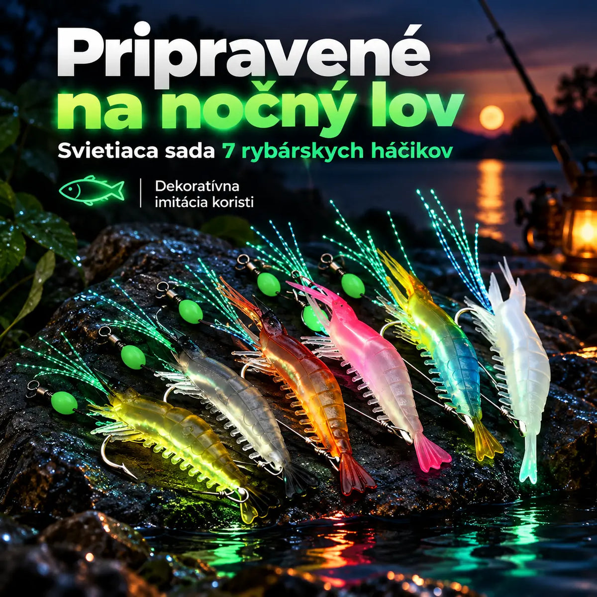 🐟【7 kusov】Mäkké silikónové svietiace tyčinky na krevety