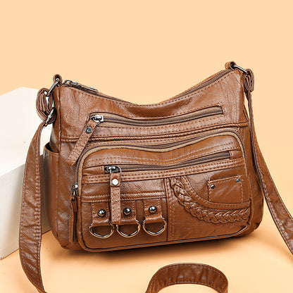 💥👜2025 nuevo bolso de cuero suave de gran capacidad, se puede usar como bolso de hombro / bolso bandolera