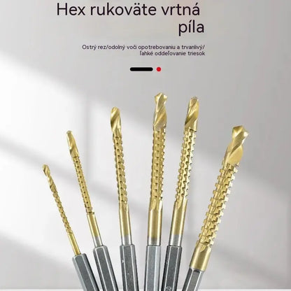 🛠️🔩【6 kusov v krabici】Vrtáky do dreva s pílovým profilom a šesťhrannou stopkou (rýchlorezná oceľ)