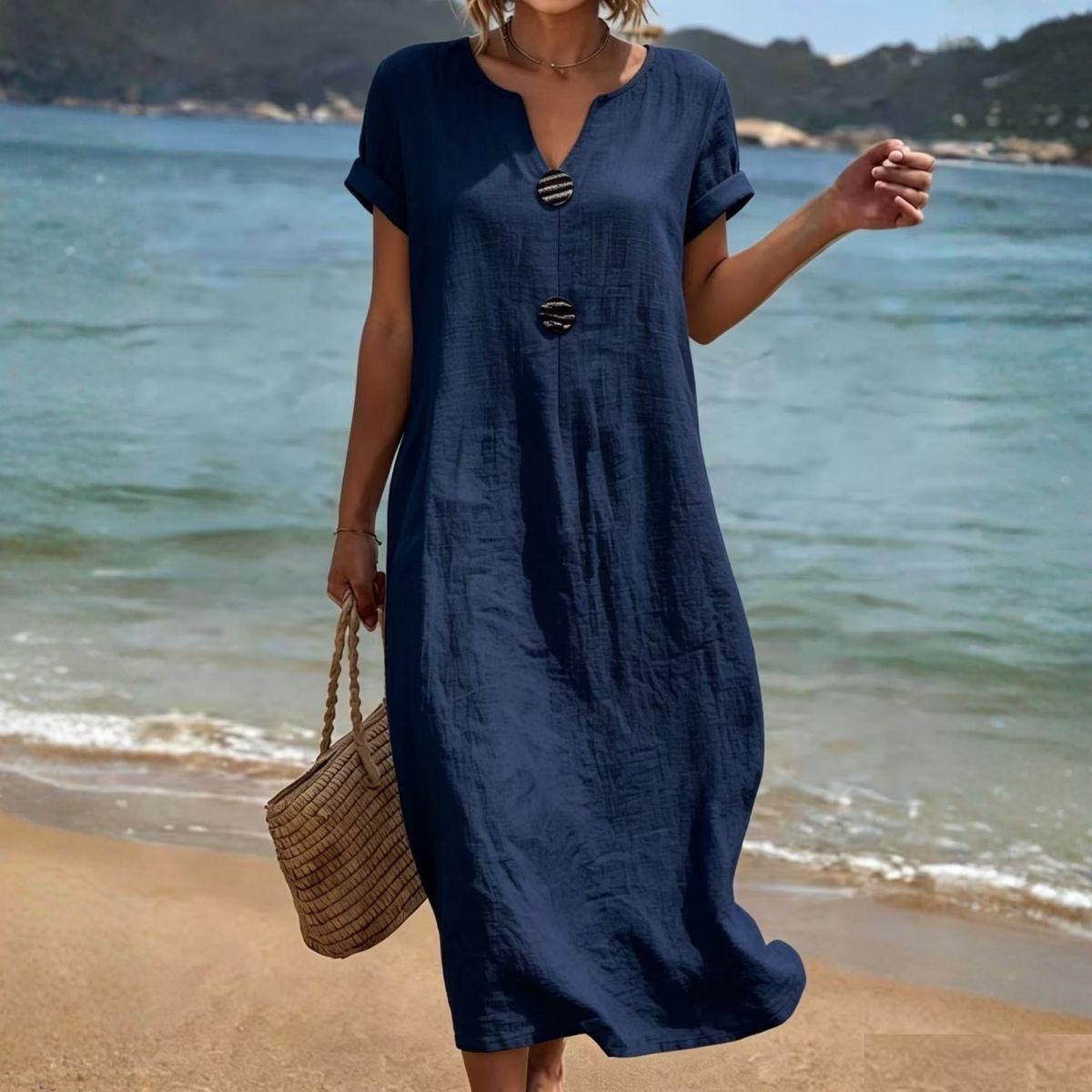 👗Ljetna haljina od lana i pamuka | Široki kroj, laska figuri, lagana i prozračna, elegantna i udobna za nošenje cijeli dan 【S-3XL】