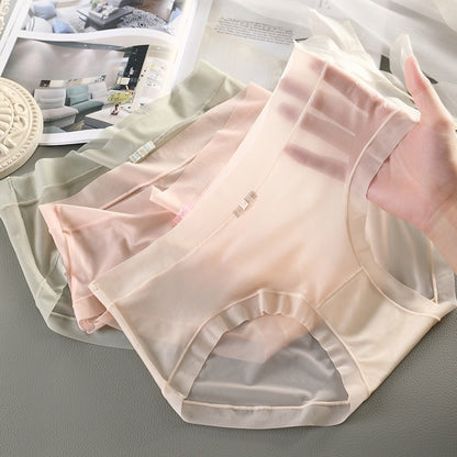 🔥【Paquete de 6】Ropa interior de seda helada de cintura alta y fina para mujer, 🎀seda helada acuosa, 🎀grosor tan fino como una mascarilla facial