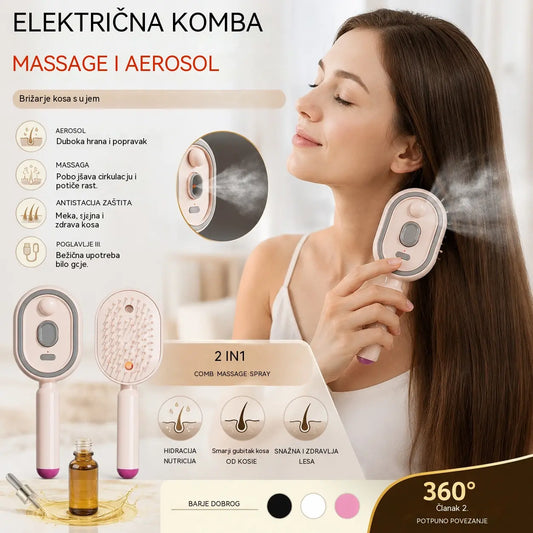 📢📢Posebna ponuda! ⏰Električni masažni češalj sa zračnim jastukom, sprejem i eteričnim uljem za raščešljavanje i njegu kose.✨🔥