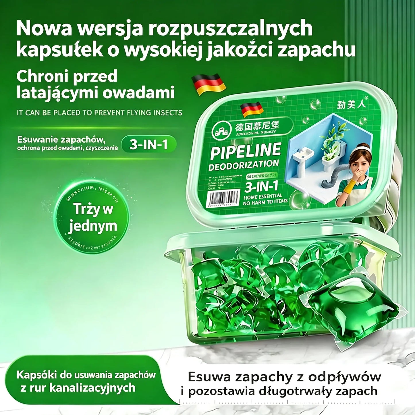 3 pudełka za jedyne 109 zł – 🔥🎉 Gorąco! 30 000 osób już kupiło 🎉. Kapsułki z bioenzymami do usuwania nieprzyjemnych zapachów z kanalizacji.