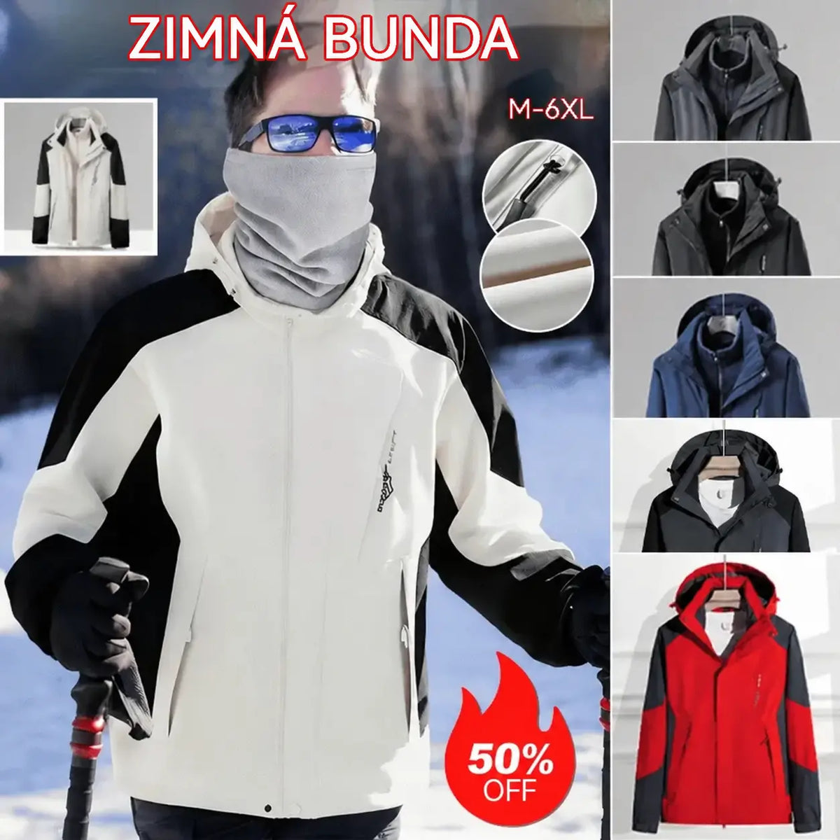 🔥🧥【1 kus, L–6XL】Nová outdoorová bunda 2 v 1 – vodoodolná, vetruodolná a hrejivá, vhodná na turistiku aj každodenné nosenie.