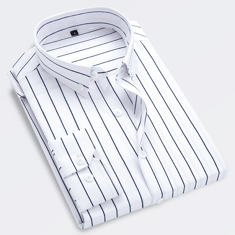 🔥50% отстъпка👕【M-5XL】Мъжка бизнес риза с дълъг ръкав на райета 2026