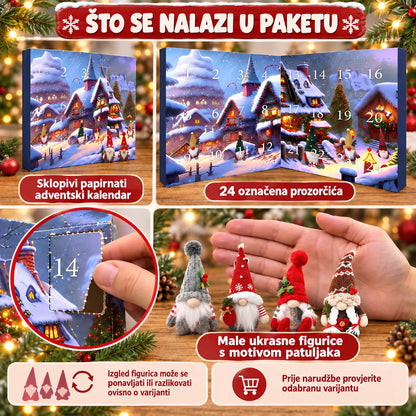 🎄🎅✨【1 set, 24 prozorčića】Adventski kalendar 2026. s patuljcima – 1 nasumični patuljak i 23 različite figure od PVC-a / pliša.