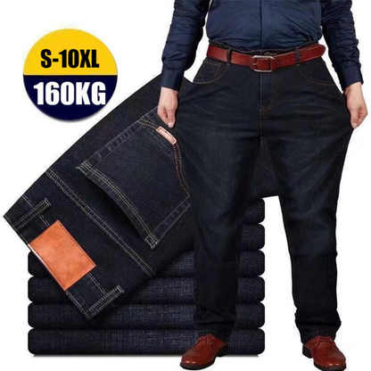 👖😎【50% отстъпка🔥】【45-160 кг】💕🔥 Мъжки ежедневни еластични дънки с големи размери - свободни и удобни