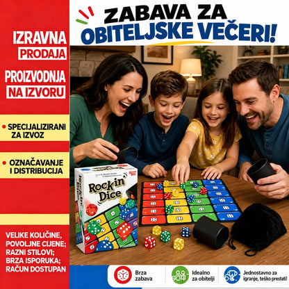 🎲 Obiteljska društvena igra Rockin' Dice — brza i zabavna igra s kockicama za 2-4 igrača, idealna za zajedničke večeri i jednostavna pravila koja svatko može svladati.