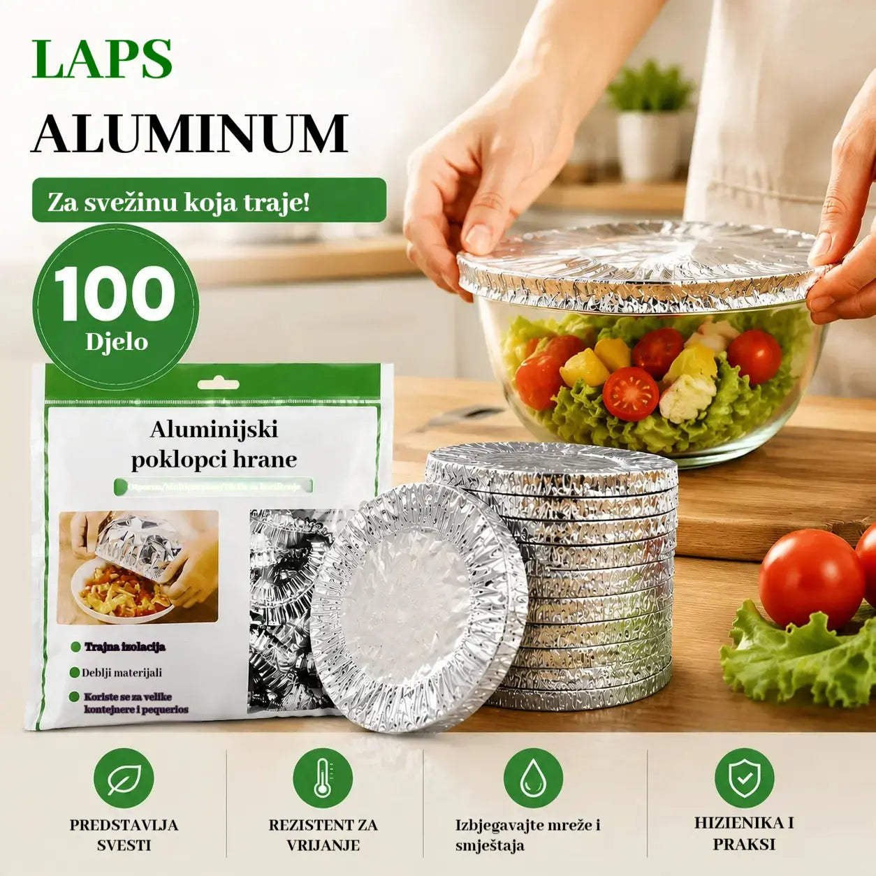 💥【100 komada】🍎🔥 Izolacijski poklopac od aluminijske folije prehrambene kvalitete