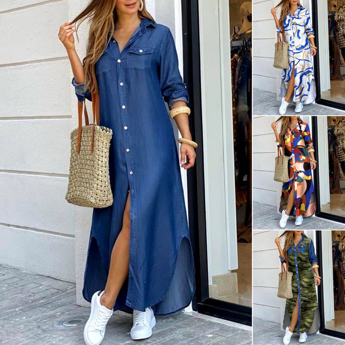 💃💖 【50% отстъпка】🔥Нова модна рокля-риза с дълъг ръкав, дълга рокля, размери S-5XL ✅️Плащане при доставка