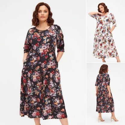💃✨【S-5XL】Nowa elegancka sukienka z szyfonu z nadrukiem, duży rozmiar, miękka i wygodna