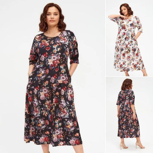 💃✨【S-5XL】Nowa elegancka sukienka z szyfonu z nadrukiem, duży rozmiar, miękka i wygodna