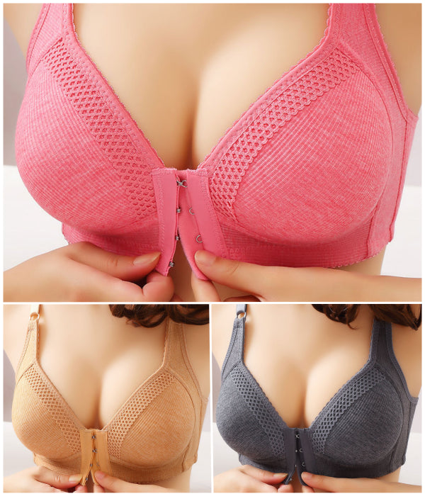 🎀💝【Paket od 3】💗Sujetador fino sin aros, sujetador push-up con botón frontal para evitar la flacidez y el encogimiento de los senos laterales