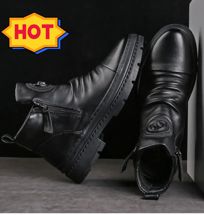 😍👟Oferta ograniczona czasowo🔥[39-44] Nowe brytyjskie męskie skórzane buty z grubą podeszwą i wysoką cholewką
