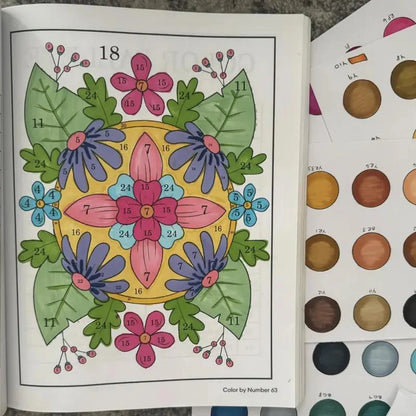 🎨 【1x Bojanka po brojevima + 24-bojna olovka s dvostrukim vrhom】Boji i opusti se: Bojanka po brojevima za odrasle | Ublažava stres i tjeskobu ✨