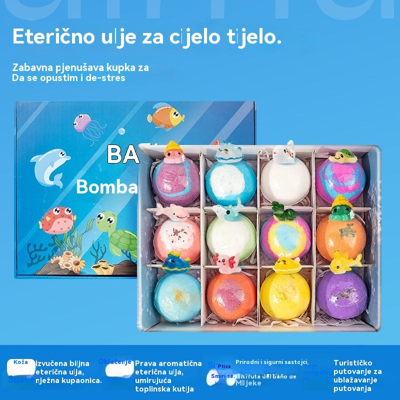 【12 komada 34 eura】Set od 12 kuglica soli za kupanje u obliku morskih životinja (60 g svaka) za djecu.
